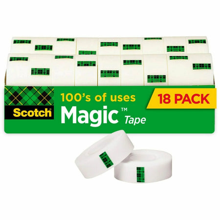 Scotch Magic Tape: 27.78 yd x 0.75’’ - Clear Rubber Packing Tape - General Purpose/Office