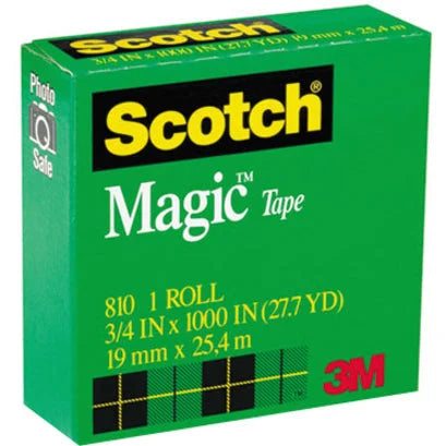 Scotch Magic Tape: 3/4’’W x 27.78 yd - Matte Clear - Tear & Split Resistant - 1 Roll - General Purpose/Office Tape