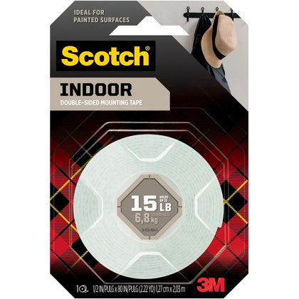 Scotch Mounting Tape: 6.25ft x 0.50’’ White Foam Roll - Tape & Putty