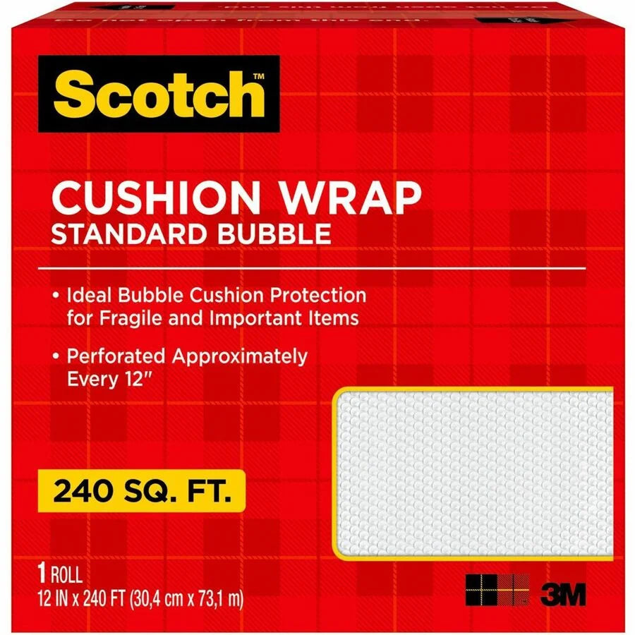 Scotch Perforated Cushion Wrap: Lightweight & Recyclable - 12’’x240ft - Clear - Packing Supplies