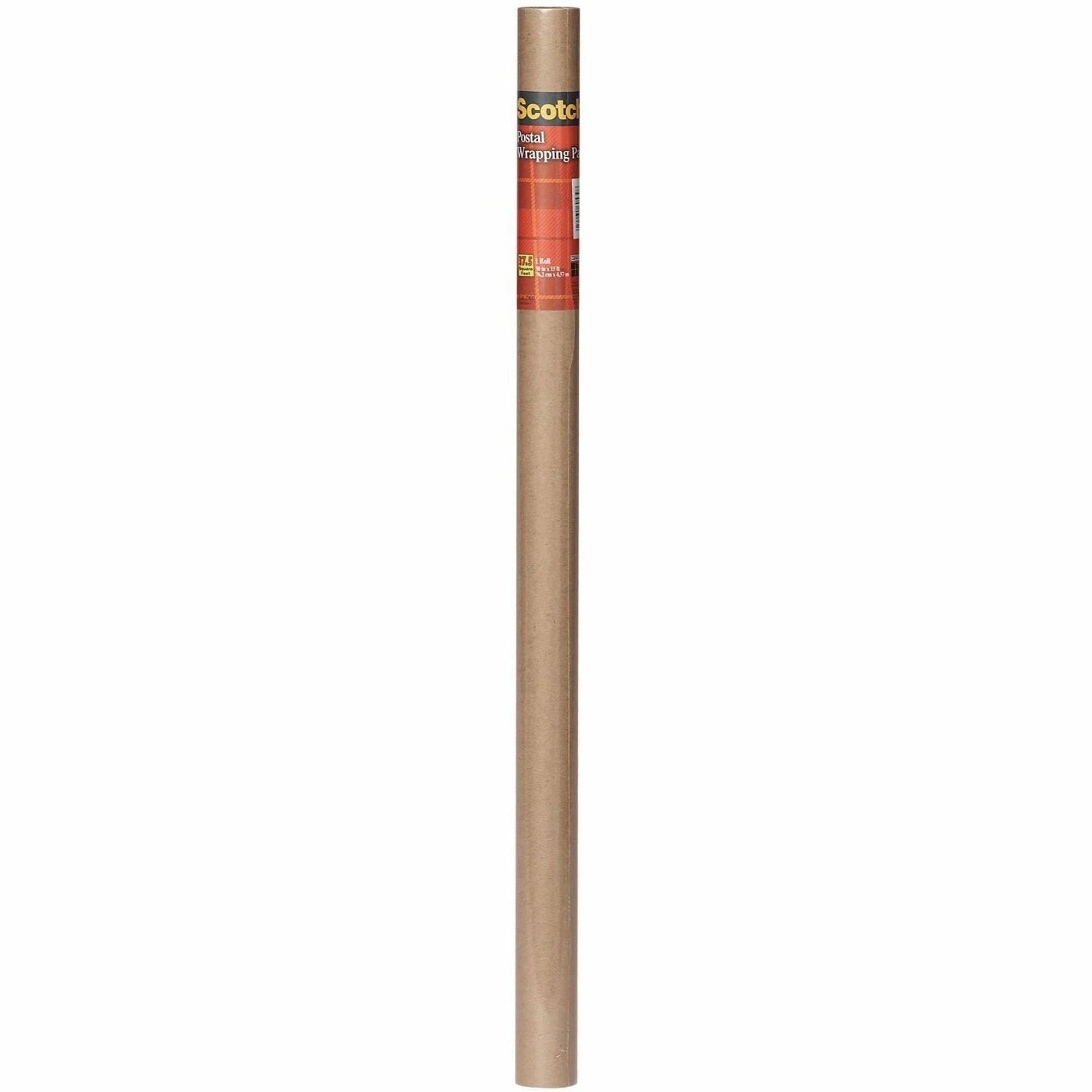 Scotch Postal Wrapping Paper: 30’’ x 15 ft - 60 lb Kraft Brown - 1 Roll - Packing Supplies