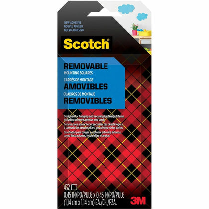 Scotch Removable Double-Sided Mounting Squares - 0.45’’ - 125 mil - Open-cell Foam - 432/Pack - Tape & Putty