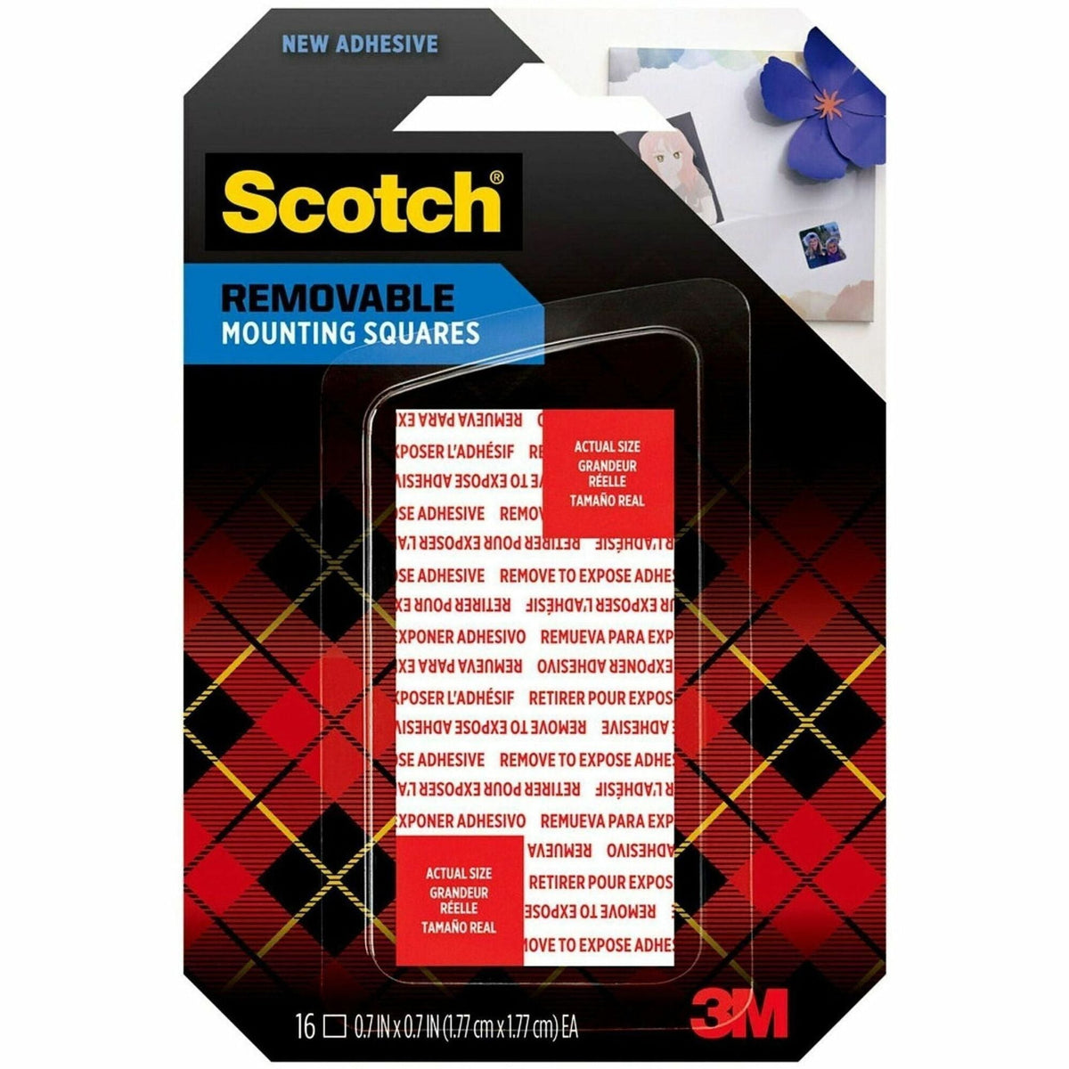 Scotch Removable Double-Sided Mounting Squares - 1’’ Length x Width - White - Acrylic Adhesive - Tape & Putty