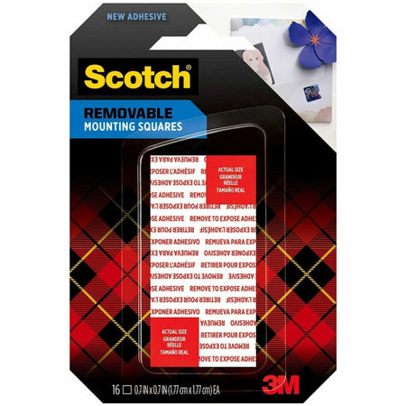 Scotch Removable Double-Sided Mounting Squares - 1’’ Length x Width - White - Acrylic Adhesive - Tape & Putty