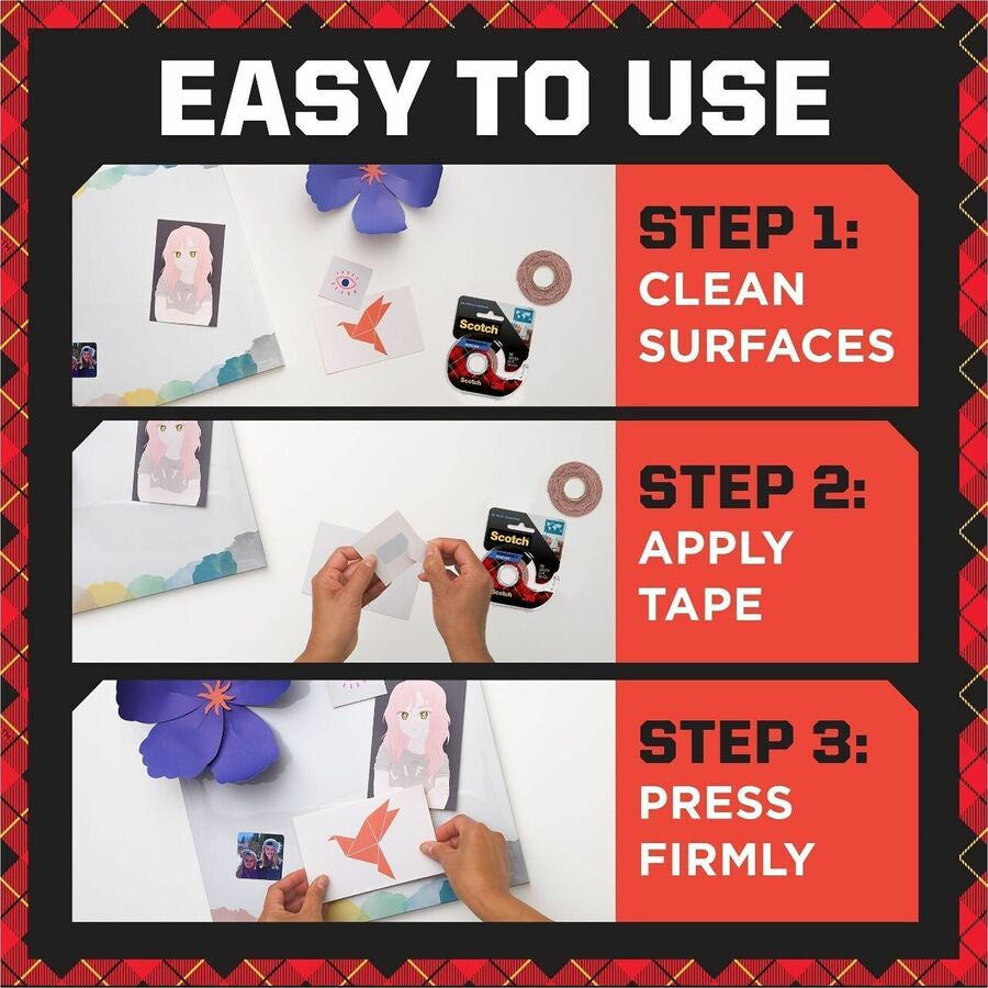 Scotch Removable Double-Sided Mounting Squares - 1’’ Length x Width - White - Acrylic Adhesive - Tape & Putty