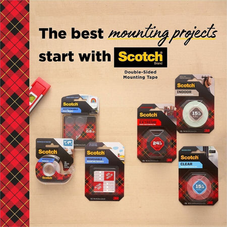 Scotch Removable Double-Sided Mounting Squares - 1’’ Length x Width - White - Acrylic Adhesive - Tape & Putty