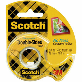Scotch Removable Double-Sided Tape - 3/4’’W - 11.11 yd Length x 0.75’’ Width - 1’’ Core - Clear - Acrylic - Dispenser