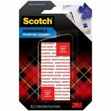 Scotch Removable Mounting Squares - 1’’ x - White - Acrylic Adhesive - 16 Pack - Tape & Putty