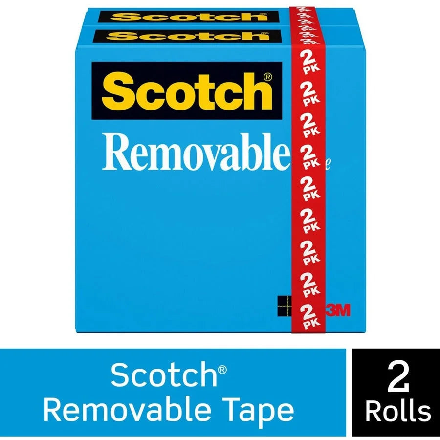Scotch 3/4’’W Removable Tape 36 yd Length x 0.75’’ Width 2 / Pack Holding & Document 1’’ Core (MMM8112PK) - General