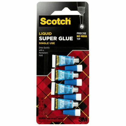 Scotch Super Glue Liquid: 0.05g Single-Use Tubes Clear - 4/Pack