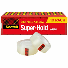 Scotch Super-Hold Tape - 27.78 yd Length x 0.75’’ Width - Clear - 10 / Pack - General Purpose/Office