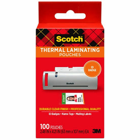 Scotch Thermal Laminating Pouches: 2.40’’ x 4.20’’ ID Badge & Document Sheets - Supplies