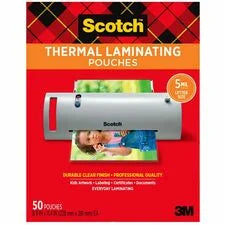 Scotch Thermal Laminating Pouches glossy and clear 8.9’’ x 11.4’’ 5 mil. Double-sided photo-safe ideal for photos