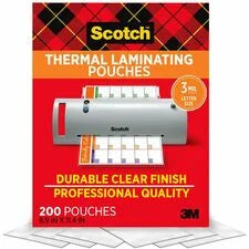 Scotch Thermal Laminating Pouches glossy and clear 9’’ x 11.5’’ 3 mil. Double-sided photo-safe ideal for documents