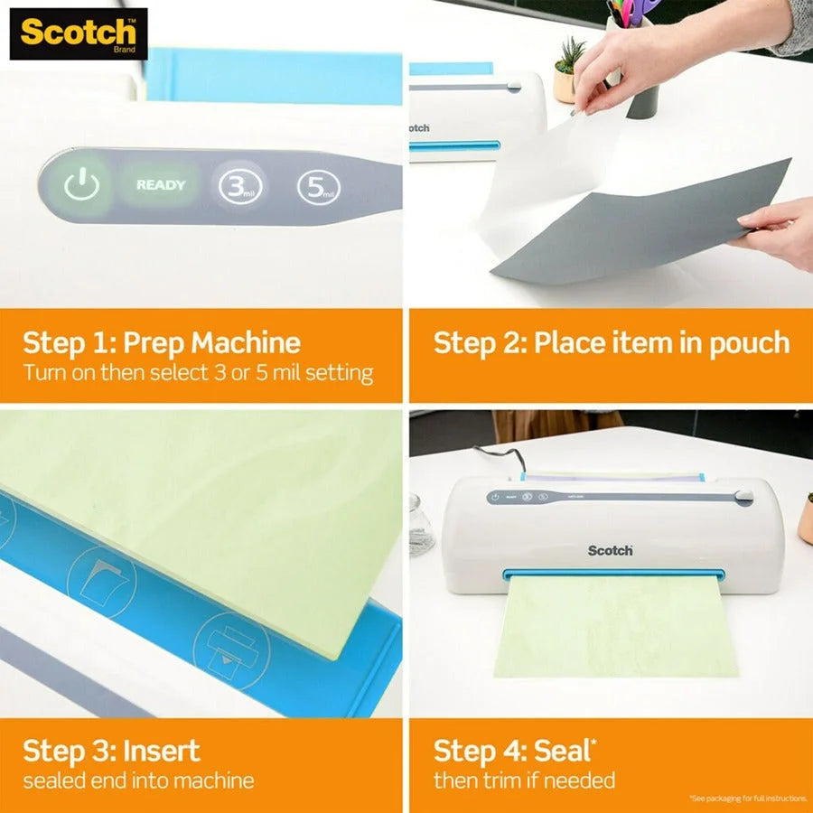 Scotch Thermal Laminating Pouches - Letter Size 5 mil Thickness - 100 Pack - Supplies