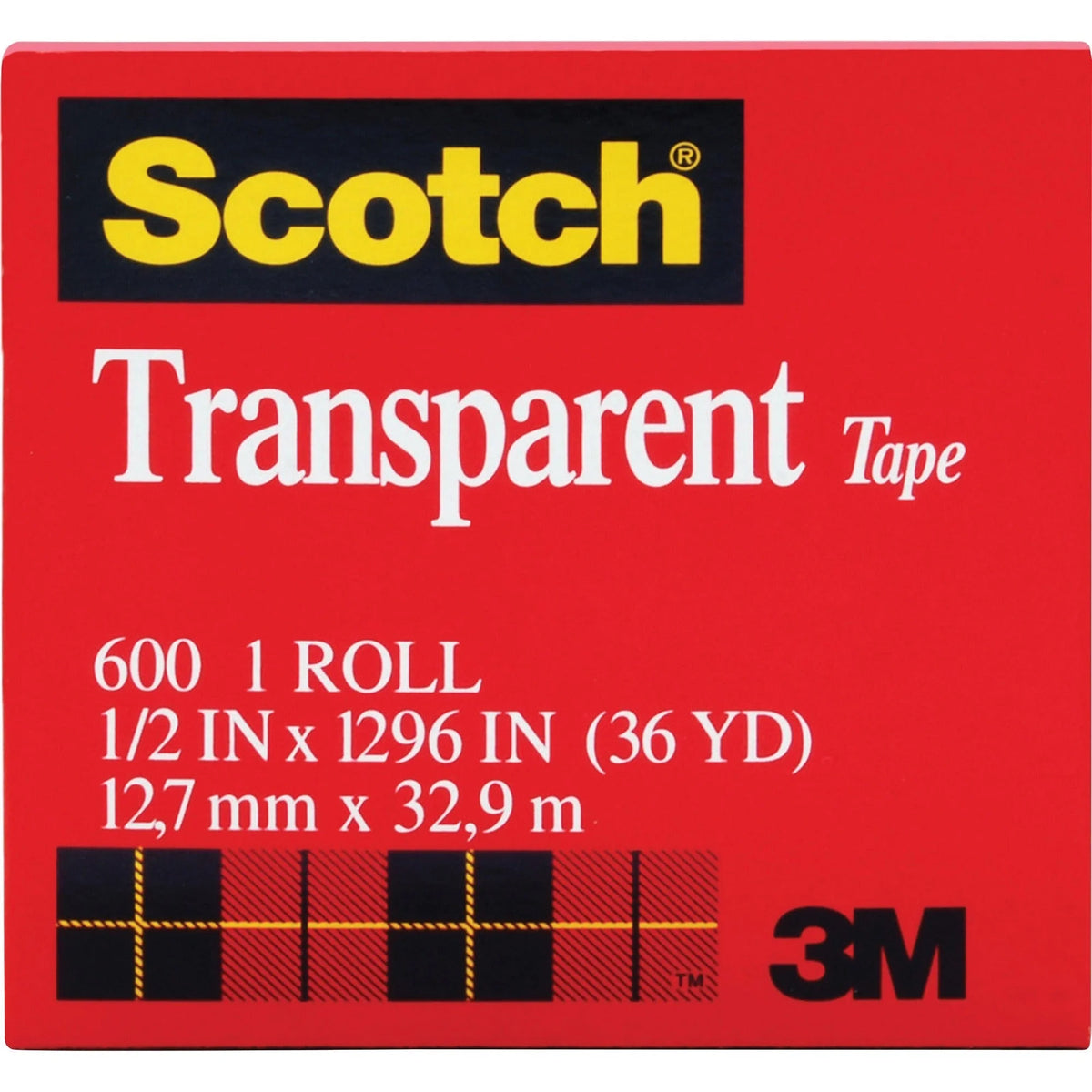 Scotch Transparent Tape - 1/2’’W - 36 yd Length x 0.50’’ Width - 1’’ Core - Clear - Moisture Resistant Stain - General