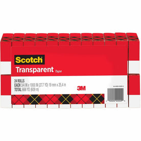 Scotch Transparent Tape - 3/4’’W - 27.78 yd Length x 0.75’’ Width - 1’’ Core - Clear - Long Lasting Moisture Resistant