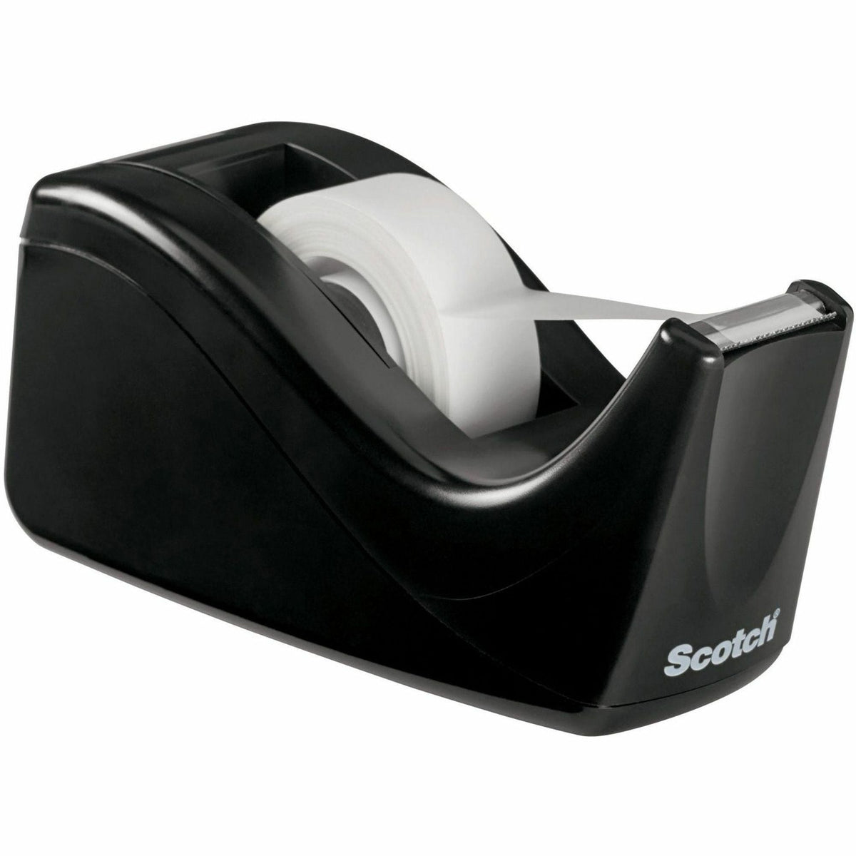 Scotch Two-tone Desktop Office Tape Dispenser - Holds Total 1 Tape(s) - 1’’ Core - Refillable - Non-skid Base - Black
