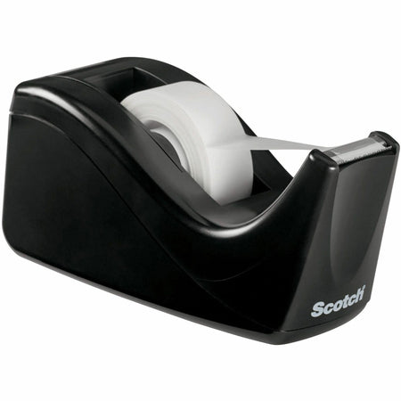 Scotch Two-tone Desktop Office Tape Dispenser - Holds Total 1 Tape(s) - 1’’ Core - Refillable - Non-skid Base - Black
