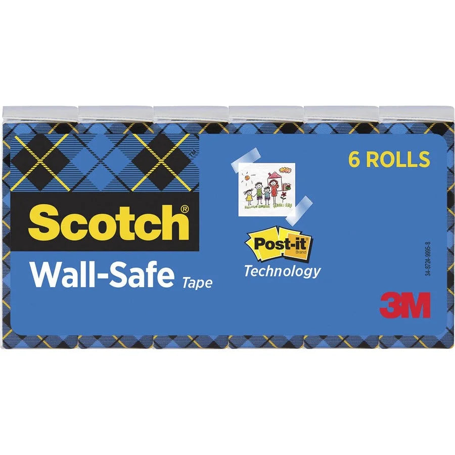 Scotch Wall-Safe Tape 22.22 yd Length x 0.75’’ Width Translucent 6 / Pack (MMM813S6) - General Purpose/Office