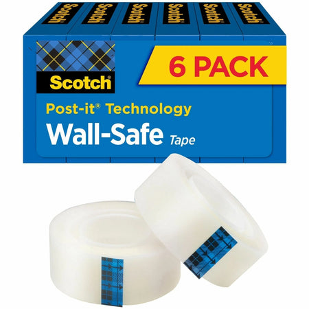 Scotch Wall-Safe Tape 22.22 yd Length x 0.75’’ Width Translucent 6 / Pack (MMM813S6) - General Purpose/Office