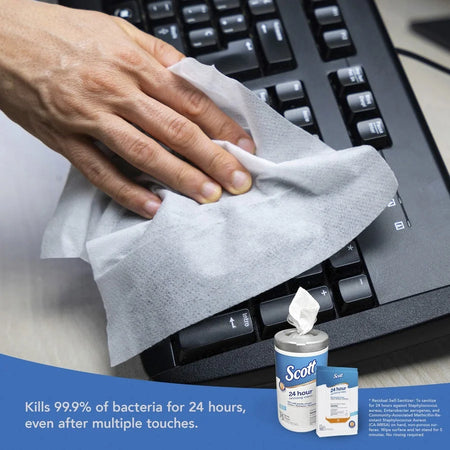 Scott 24 Hour Sanitizing Wipes - Fresh Scent - Antibacterial - 50 Packs - Cleaning