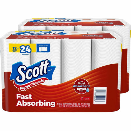 Scott Choose-A-Sheet Paper Towels 100 Sheets/Roll White 2 / Carton Fiber 12 Rolls Per Pack (KCC55416CT)