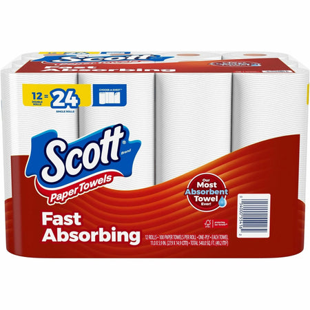 Scott Choose-A-Sheet Paper Towels - 100 Sheets White - 12 Rolls