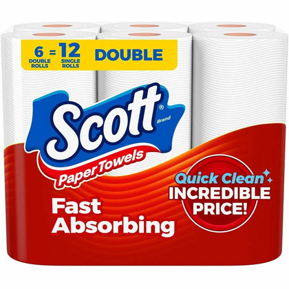 Scott Choose-A-Sheet Paper Towels - 6 Rolls - White Fiber