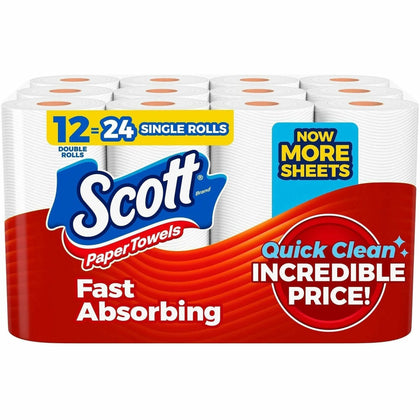 Scott Choose-A-Sheet Paper Towels - White - Fiber - 12 / Pack