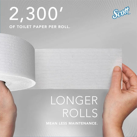Scott Coreless High-Capacity Jumbo Roll Toilet Paper - 1 Ply - 2300 ft - White - 12/Carton - Bathroom Tissue