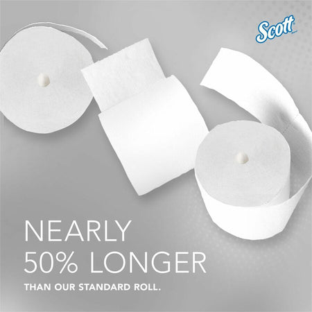 Scott Essential Coreless High-Capacity Standard Roll Toilet Paper - 2 Ply - 4’’ Width x 3.70’’ Length - 1000