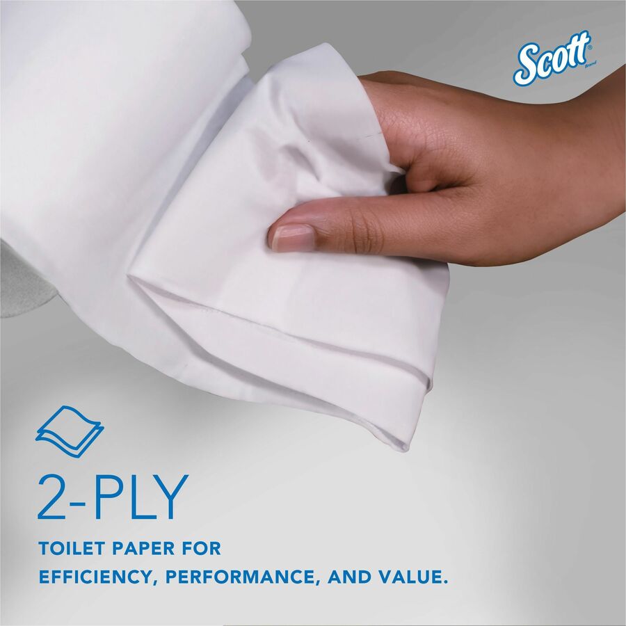 Scott Essential Coreless High-Capacity Standard Roll Toilet Paper - 2 Ply - 4’’ Width x 3.70’’ Length - 1000