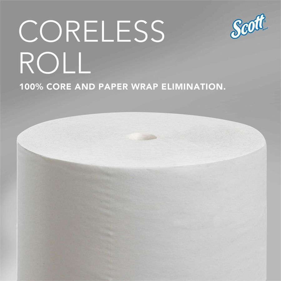 Scott Essential Coreless High-Capacity Standard Roll Toilet Paper - 2 Ply - 4’’ Width x 3.70’’ Length - 1000