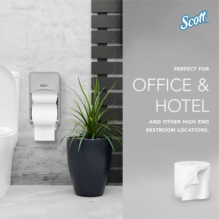 Scott Essential Coreless High-Capacity Standard Roll Toilet Paper - 2 Ply - 4’’ Width x 3.70’’ Length - 1000
