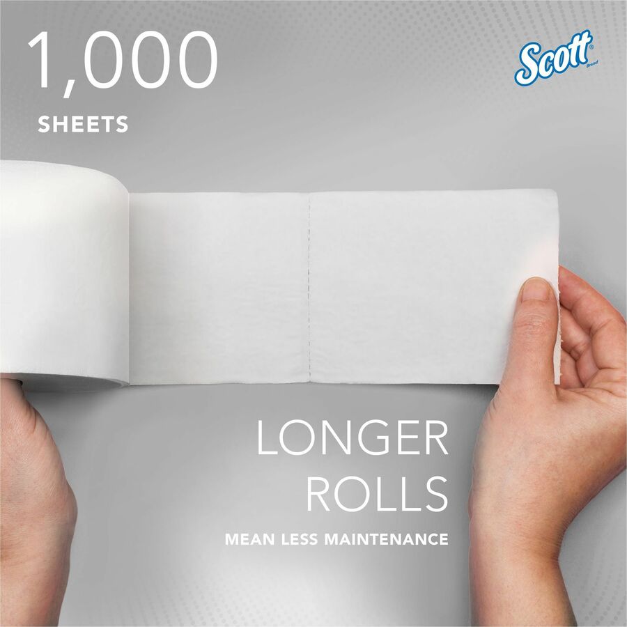 Scott Essential Coreless High-Capacity Standard Roll Toilet Paper - 2 Ply - 4’’ Width x 3.70’’ Length - 1000
