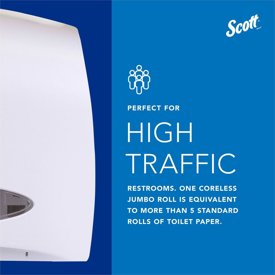 Scott Essential Coreless Jumbo Roll Toilet Paper Dispenser - 9.8’’ Height x 14.3’’ Width 6’’ Depth - White - Bathroom