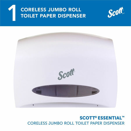 Scott Essential Coreless Jumbo Roll Toilet Paper Dispenser - 9.8’’ Height x 14.3’’ Width 6’’ Depth - White - Bathroom