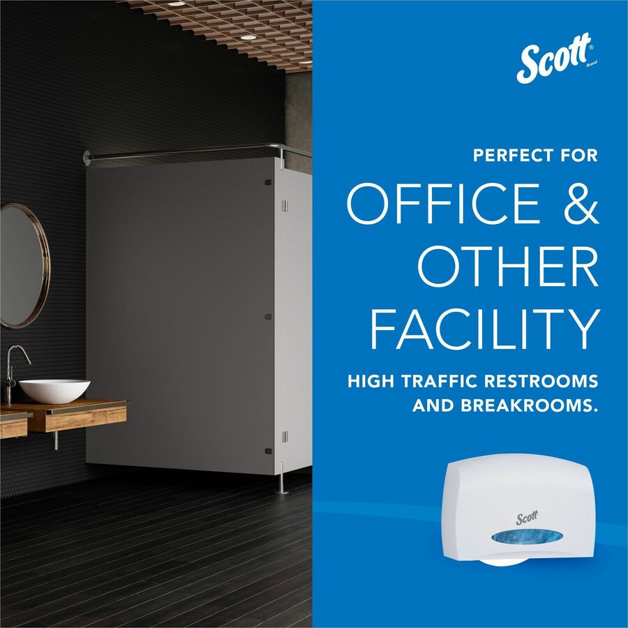 Scott Essential Coreless Jumbo Roll Toilet Paper Dispenser - 9.8’’ Height x 14.3’’ Width 6’’ Depth - White - Bathroom