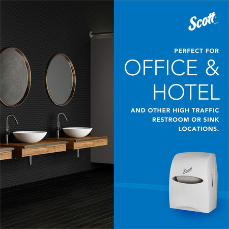 Scott Essential Manual Hard Towel Dispenser - Touchless - 16.1’’ Height x 12.6’’ Width 10.2’’ Depth - White - 1