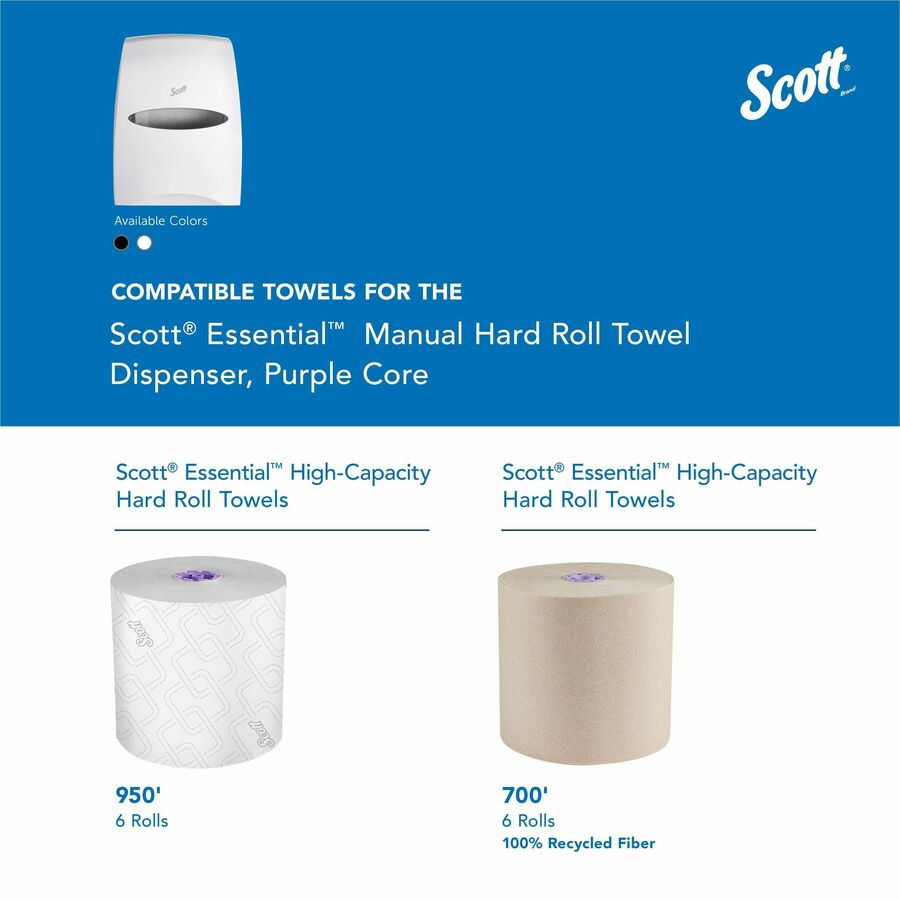 Scott Essential Manual Hard Towel Dispenser - Touchless - 16.1’’ Height x 12.6’’ Width 10.2’’ Depth - White - 1