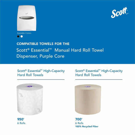 Scott Essential Manual Hard Towel Dispenser - Touchless - 16.1’’ Height x 12.6’’ Width 10.2’’ Depth - White - 1