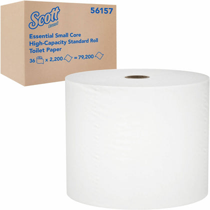 Scott Essential Small Core Toilet Paper - 1 Ply - 2200 Sheets - White - 36 Rolls - Bathroom Tissue