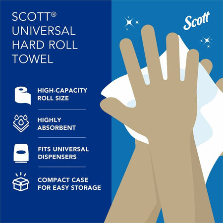 Scott Essential Universal High-Capacity Hard Roll Towels with Absorbency Pockets - 7.87’’ Width x 1000 ft Length - Paper