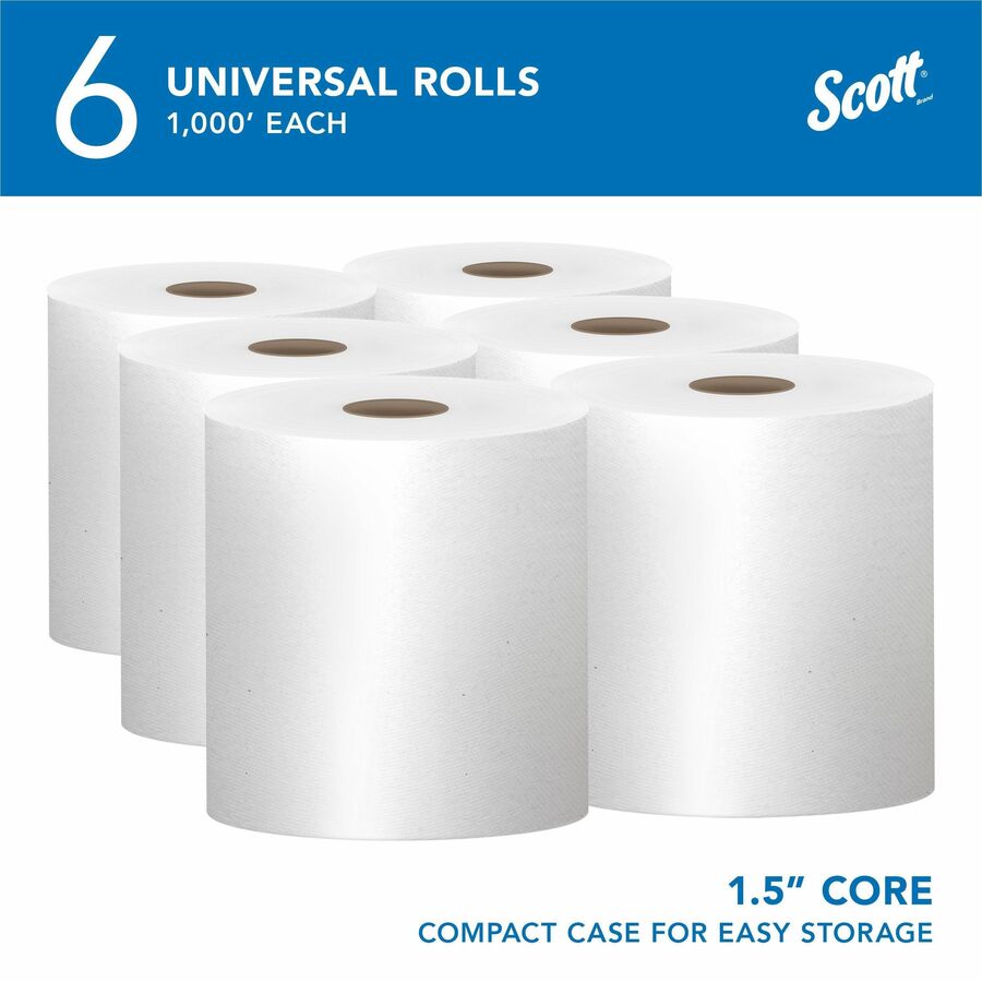 Scott Essential Universal High-Capacity Hard Roll Towels with Absorbency Pockets - 7.87’’ Width x 1000 ft Length - Paper