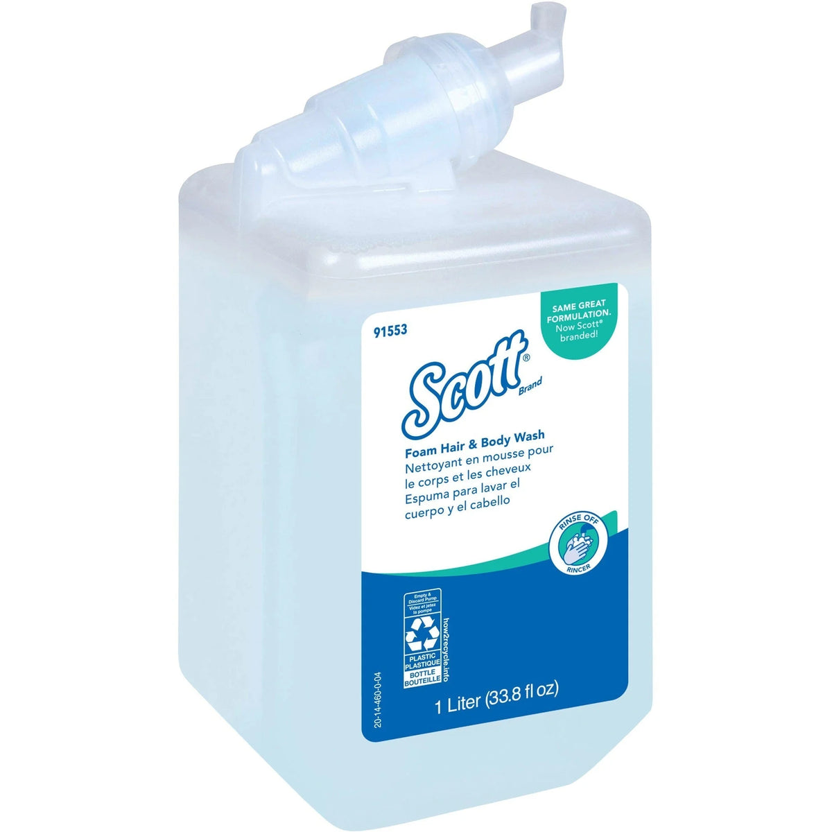 Scott Foam Hair & Body Wash: Fresh Scent Residue-Free - 1.06 Quart - Skin Care Dispensers Refills