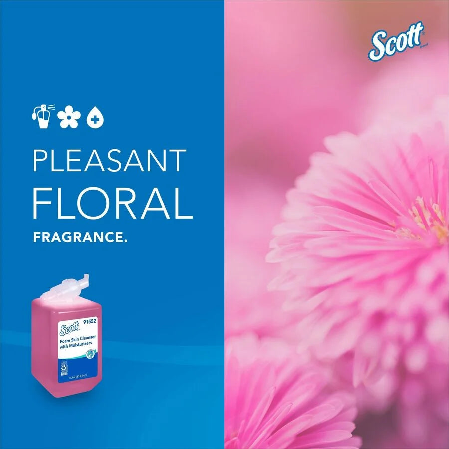 Scott Foam Skin Cleanser: Floral Scent Moisturizing Formula - 1.06 Quart - Hands-Free Dispenser - Germs Killer - Care