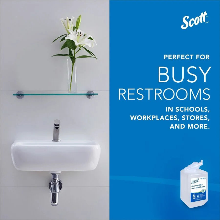 Scott Green Certified Foam Hand Soap - 1.06 Quart - Hands-Free Dispenser - Skin Care Dispensers & Refills