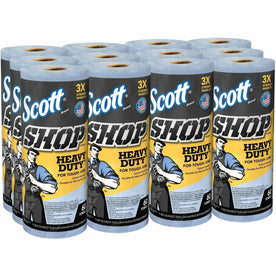 Scott Heavy Duty Shop Towels - 60 Sheets Blue Hydroknit - 12/Carton - Sponges Cleaning Pads & Wipers