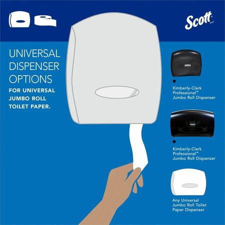Scott High-Capacity Jumbo Roll Toilet Paper - 2 Ply - White - 12/Carton - Bathroom Tissue